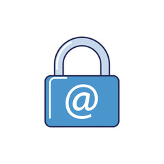 Secure email account protection vector icon. Padlock with at symbol illustration.