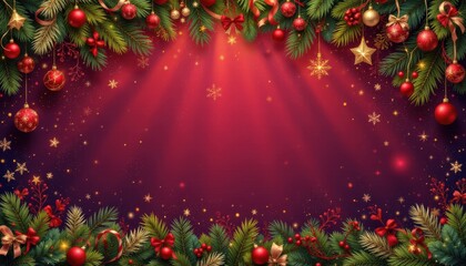 create a decorative and abstract christmas wallpaper background illustration with a clear subject positioned at the bottom of the image