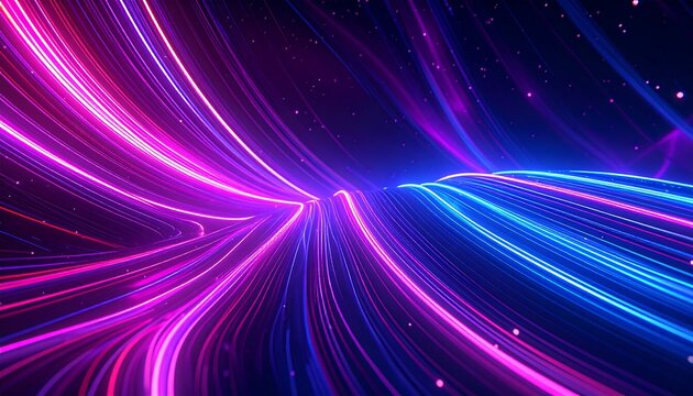Abstract glowing lines in vibrant colors against a dark background