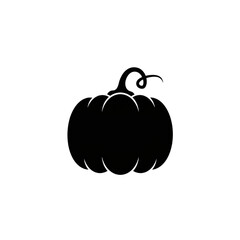 Solid Black Pumpkin Silhouette Icon – Minimalist Autumn Harvest Logo, Simple Graphic Design