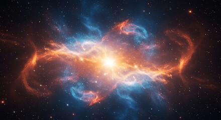 Obraz premium Stunning cosmic nebula with vibrant colors and interstellar gas clouds