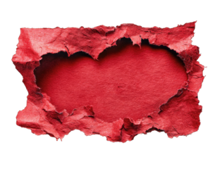 Red paper with a heart-shaped hole