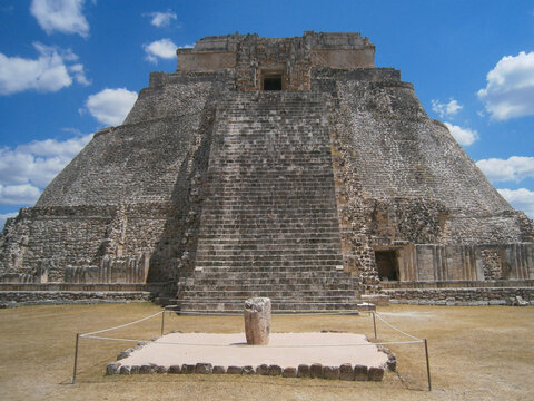 Mayan Pyramid in Uxmal Site, Mexico	