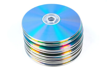 Stack of blank CD and DVD discs used for digital storage and media