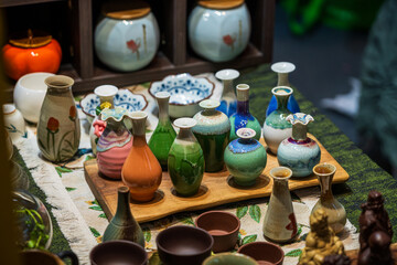 Fototapeta premium Exquisite Collection of Handcrafted Pottery Showcasing Unique Artistic Designs