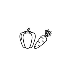 Vegetable Icon with Bell Pepper and Carrot for Nutrition, Healthy Eating, and Food Design