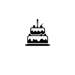 Two-Tier Cake Icon with Candle for Birthday, Anniversary, and Celebration Design