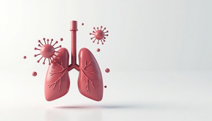 Red lungs with virus particles in a minimal abstract style  