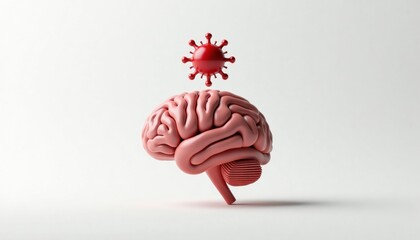 3D illustration of brain and virus symbolizing health concepts  