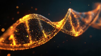 glowing dna strand particle art