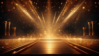 golden stage fire sparks dark room award show backdrop