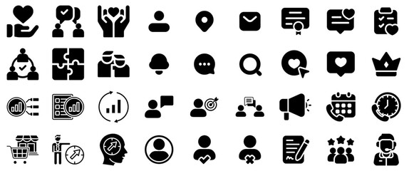 Diverse Set of Business and Social Icons in Black and White