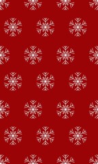 Snowflakes on red background repeating raster pattern