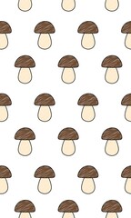 Mushrooms in hatching repeating raster pattern