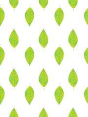 Repeating pattern with green leaves on white background