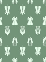 Repeating raster pattern with leaves on a green background