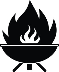 Outdoor cooking fire vector icon.eps