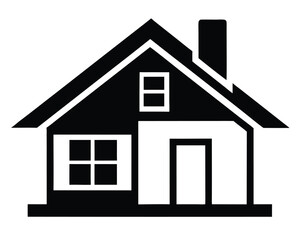Minimalist House Icon Black and White Illustration for Real Estate