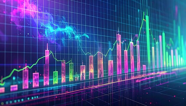Abstract digital chart with vibrant colors - Powered by Adobe