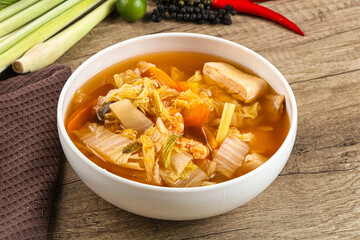 Korean kimchi soup with seafood
