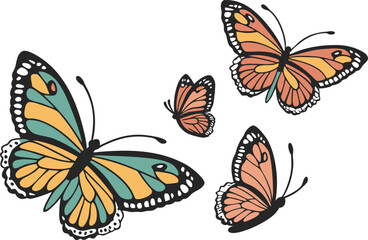 Obraz premium Vector art of elegant butterfly collection, showcasing a variety of wing patterns and colors, perfect for natureinspired designs and artistic projects