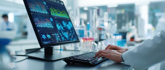 The advanced computer displays real-time scientific data in a laboratory setting.