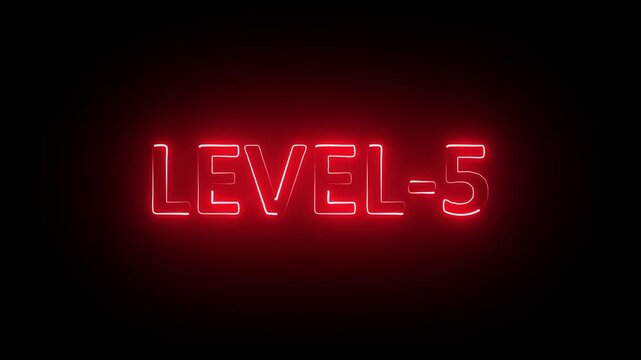 Level-5 text font with glowing neon line. level-5 neon bright text font colorful video animation. next Level-5 text animation.