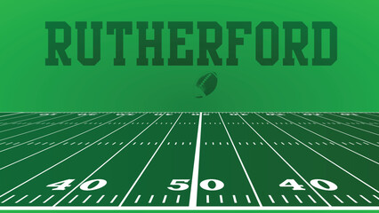 Rutherford Drawings Of City Names, American Football green field, Vector Illustration Abstract Editable image, Social Media and web Post