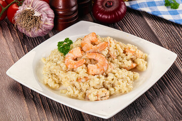 Gourmet risotto with prawn and cheese