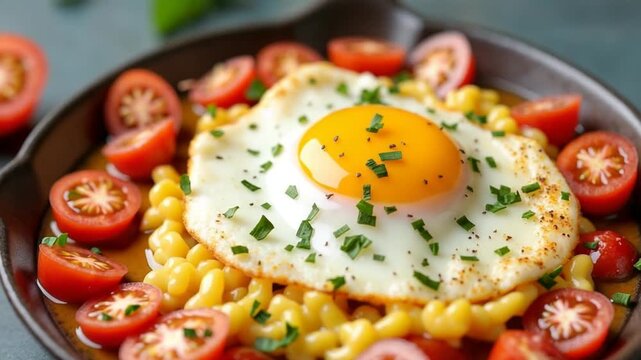 Stir-fried tomatoes with egg or Scrambled eggs with tomatoes - healthy food style
