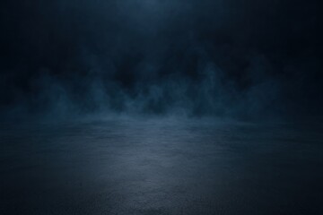 Fototapeta premium Dramatic Dark Moody Stage Background with Smoke and Concrete Floor for Product Photography