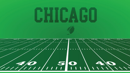 Chicago Drawings Of City Names, American Football green field, Vector Illustration Abstract Editable image, Social Media and web Post