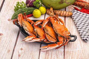 Hot fresh Boiled red crab