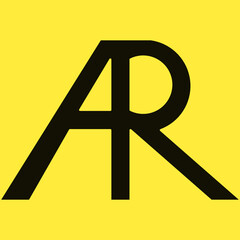 Minimalist AR, A R,RA,R A letter logo design in bold black on yellow background, modern monogram typography icon, suitable for branding, business, identity, and graphic template