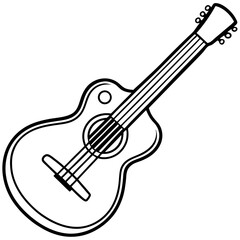 Obraz premium Acoustic guitar illustration, line art style