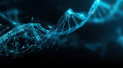 Abstract Blue DNA Strand Visualization: Genetic Code, Biotechnology, and Scientific Research Illustration
