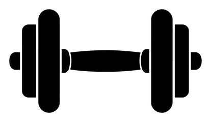 Black Silhouette of a Dumbbell on a White Background