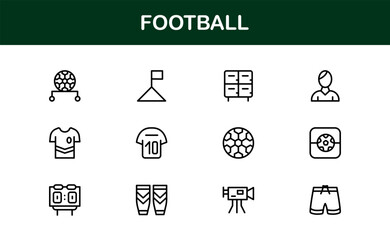 Football Line Icon Set – Professional Modern Vector Symbols for Sports Enthusiasts, Minimal Outline Icons for Club, League, and Tournament Designs