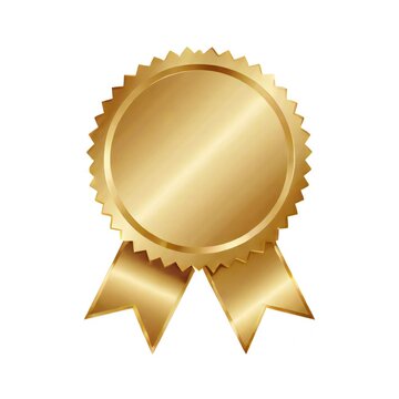 gold medal with ribbon