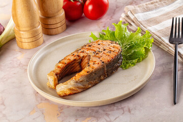 Gourmet grilled salmon fish steak