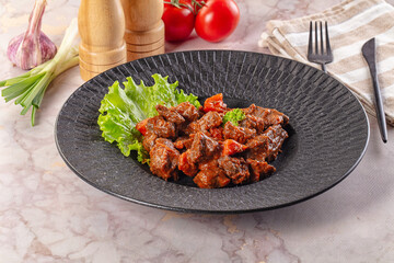 Hungarian goulash with beef meat