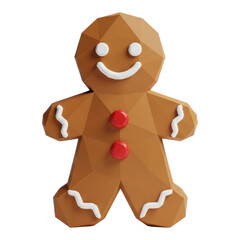 Obraz premium A festive gingerbread man cookie with white icing and red buttons transparent background