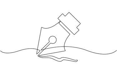 Obraz premium Continuous One line drawing of a fountain pen.