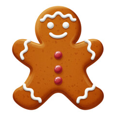 Obraz premium Classic gingerbread man cookie with white icing and candy buttons transparent background