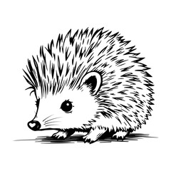 Cute hand drawn hedgehog with a small heart on its nose. Minimalist black and white line art, vector illustration © Verivera
