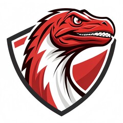 Indonesian Komodo Dragon Head in Red and White Flag Colors