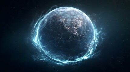 Obraz premium Earth in Space with Light Effects