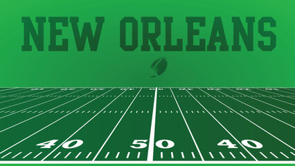New Orleans Drawings Of City Names, American Football green field, Vector Illustration Abstract Editable image, Social Media and web Post
