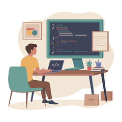 Man working on computer at desk