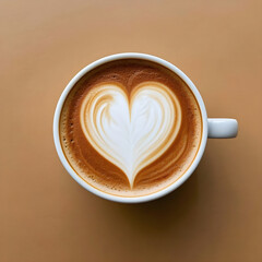 Savor a beautiful latte art heart, a perfect morning treat for coffee lovers seeking warmth and comfort